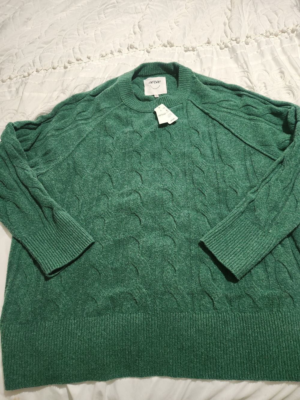Aerie Cable Knit Crewneck Sweater - Green
